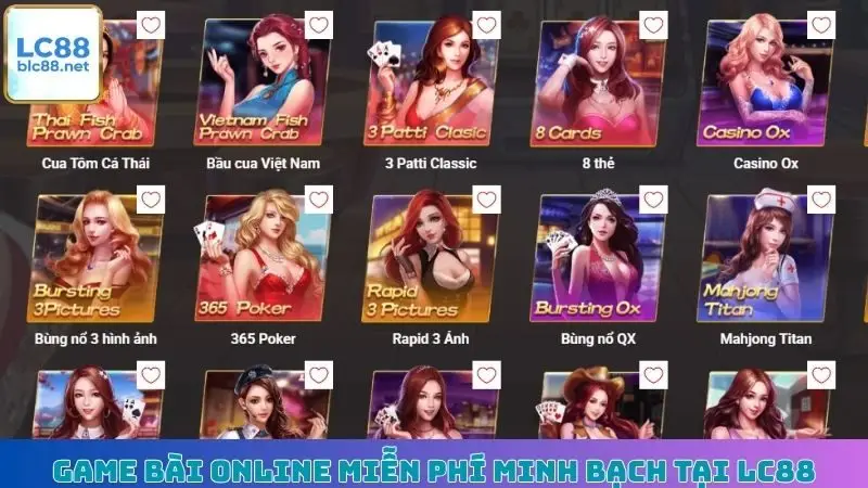 Game bài online miễn phí minh bạch tại LC88
