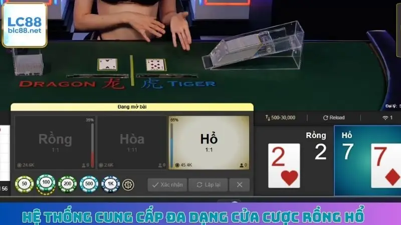 Hệ thống cung cấp đa dạng cửa cược Rồng Hổ
