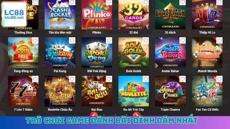 Trò chơi game đánh bài đình đám nhất